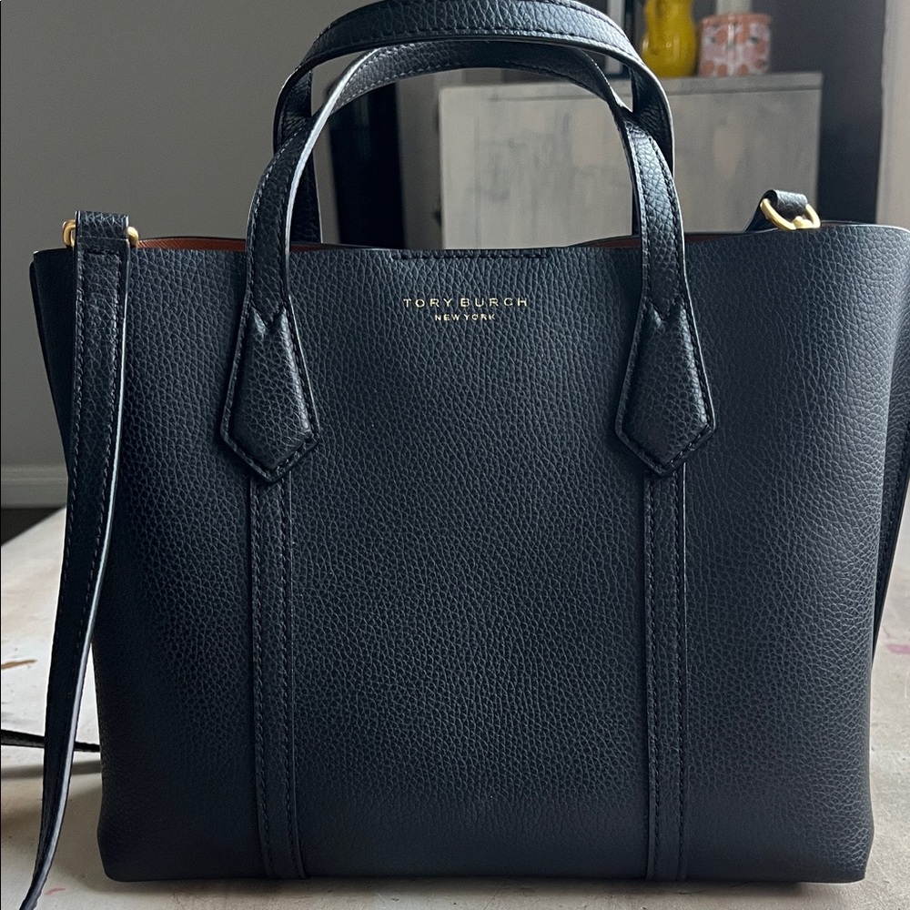Tory Burch Black Pebbled Leather Tote